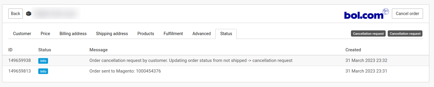 Bol.com: Retrieving canceled orders and getting email