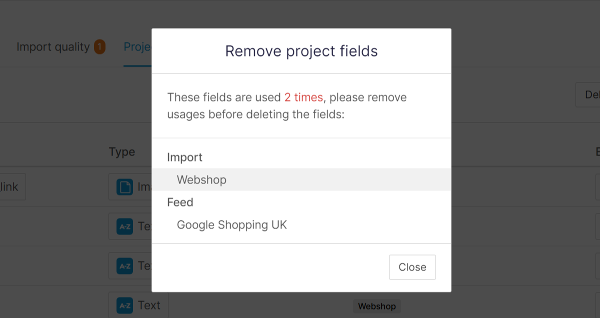 Remove project field
