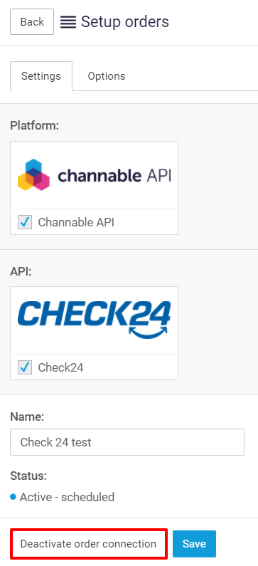 Activating Or Deactivating Your Order Connection Channable