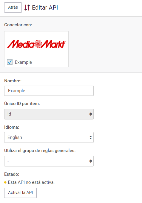 kunstmest Uit jukbeen Configurar una API de MediaMarkt – Channable